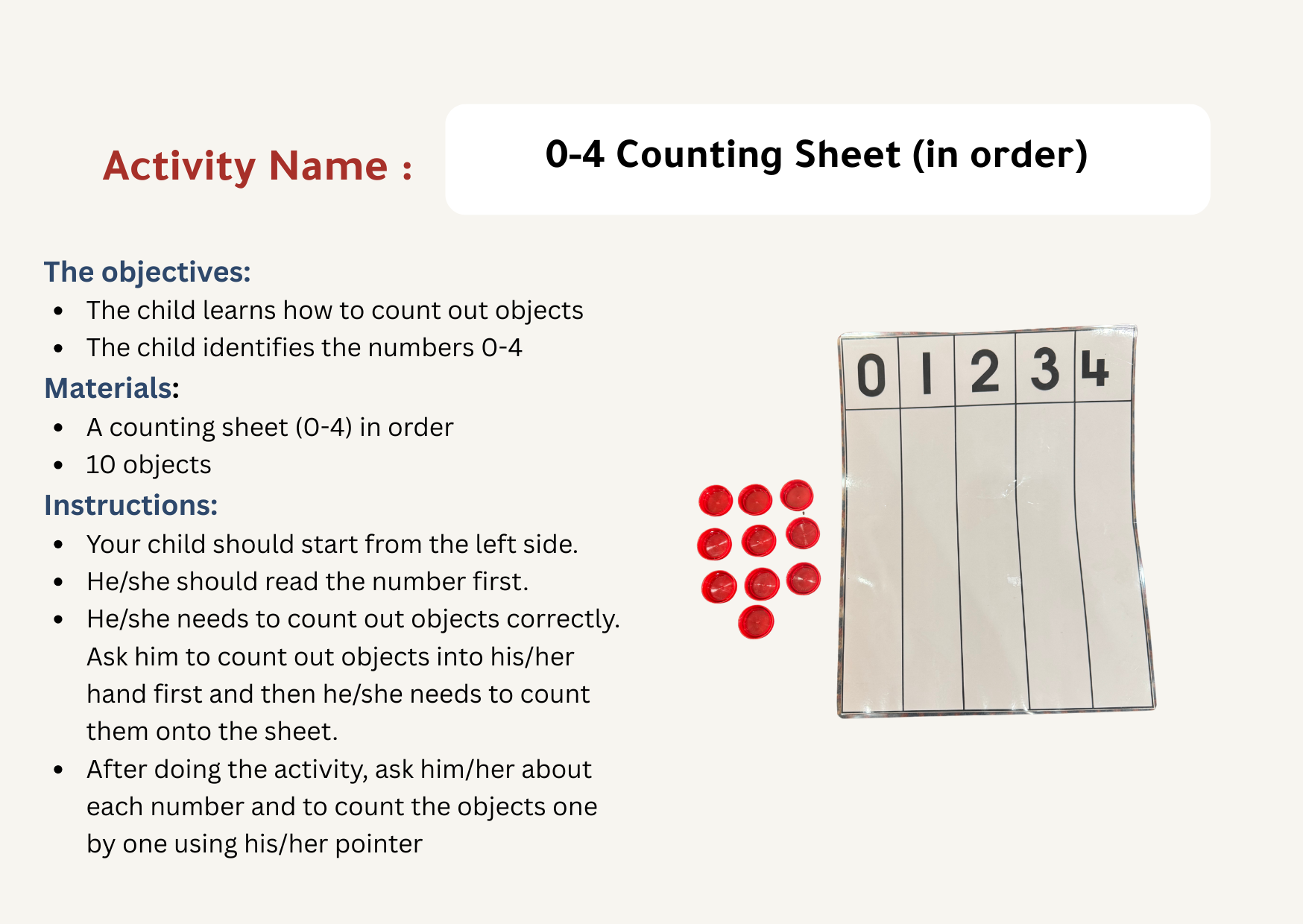 0-4 Counting Sheet (in order)